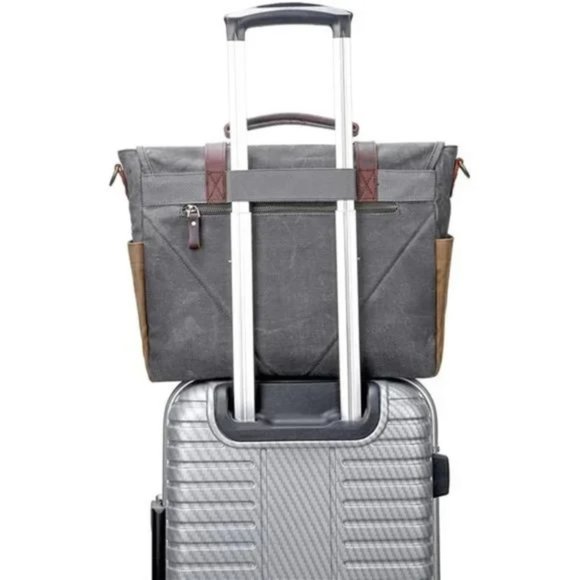 MENS Messenger Bag 15.6 Inch Waterproof, Dark Grey - Picture 5 of 7